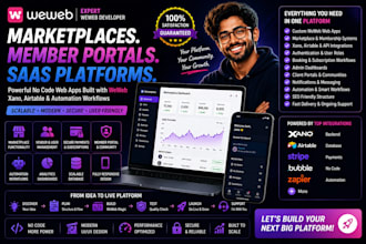 build weweb marketplace web app member portal and no code platform with xano