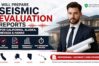 seismic evaluation reports with stamp for california, alaska, nevada and hawaii