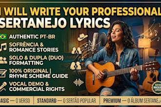 write professional sertanejo song lyrics in brazilian portuguese for your music