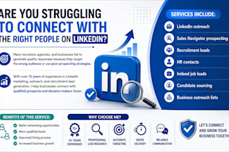 do linkedin outreach, sales navigator prospecting and recruitment leads