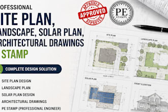 provide site plan design landscape, solar plan, architectural drawings and stamp