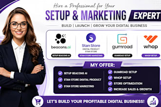 setup stan store marketing, payhip,kofi, tiktok shop stan store digital product