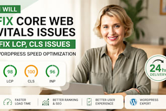 fix core web vitals issues fix lcp cls issues, wordpress speed optimization 24hr