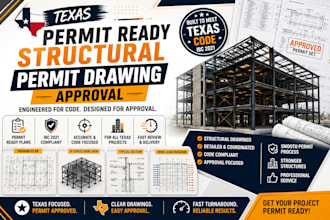 provide texas permit ready for structural permit drawing approval