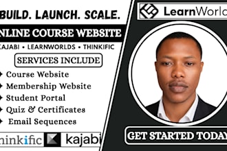 build and setup your online course website on kajabi, learnworlds or thinkifc