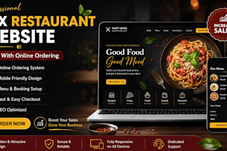 design restaurant website cafe, catering website food menu with online ordering