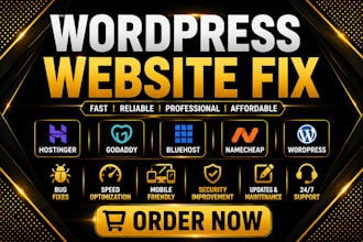 fix wordpress website issues fix hostinger website godaddy bluehost namecheap
