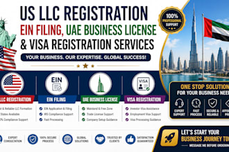 do US llc registration, ein filing, uae business license and visa service