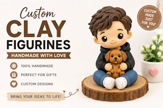 create custom handmade polymer clay figurines and miniature characters online