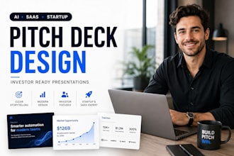 create ai saas pitch deck startup presentation design, ppt and investor deck