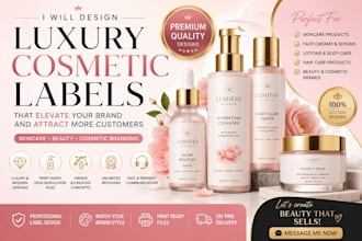 cosmetic label design, skincare label, cosmetic packaging, product label design