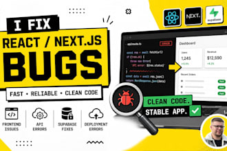 fix react next js bugs, frontend issues and API errors