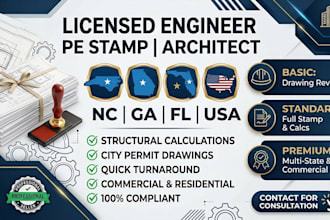 license architect structural engineer pe stamp in north carolina georgia florida