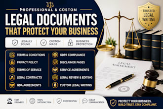 draft professional privacy policy, terms and conditions, and legal contracts