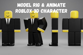model rig and animate 3d roblox character 3d game character 3d game assets props