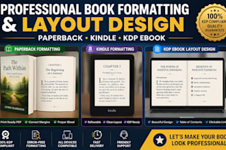 do paperback formatting, kindle formatting, kdp ebook formatting layout design