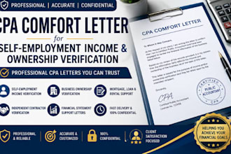 a write CPA comfort letter for self employment income and ownership verification
