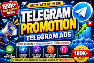 promote telegram channel, telegram  promotion, active telegram ads, 100k users