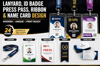 design lanyard, id badge, press pass , ribbon, name card with in 24 hours
