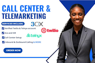 setup call center, IVR, sip trunk, verified telnyx and twilio account