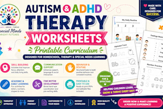 autism adhd therapy worksheets printable curriculum for homeschool