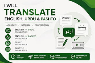 translate english, urdu and pashto professionally