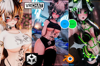 do custom vrchat avatar, vr character, nsfw furry avatar, 3d model commission