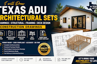 draw texas adu architectural sets drawings structural framing design deck design