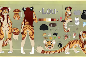 draw furry ref sheet anthro ref sheet furry reference sheet of fursona character