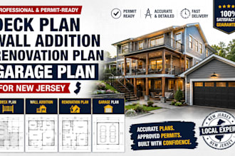design deck plan, wall addition, renovation plans, garage plans for new jersey