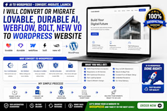 convert or migrate lovable durable ai webflow bolt new v0 to wordpress website