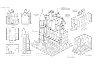create detailed architectural line art and blueprints