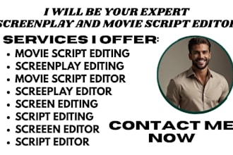 proofread, edit, format your movie script, screenplay, TV series, feature film