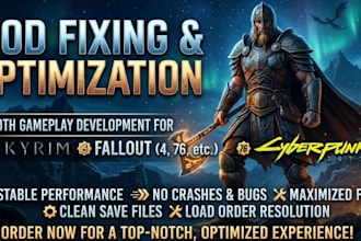 fix,optimize mods for smooth skyrim, fallout, and cyberpunk2077 gameplay