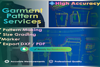 make sewing patterns, size grading and fashion cad patterns