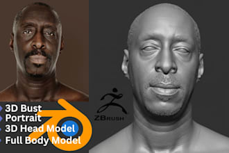 turn portrait, family photo to realistic 3d model, 3d head, 3d bust