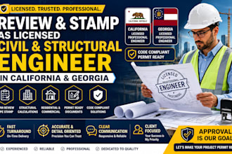 review stamp as licensed civil and structural engineer in california and georgia