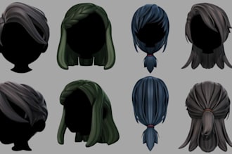 design custom realtime anime and realistic roblox  3d hair  for vroid and games