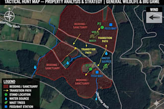 create a professional tactical hunting map and land analysis