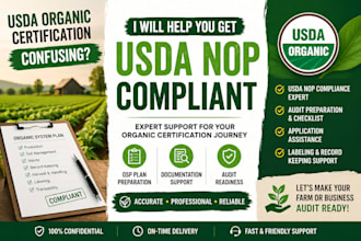 assist you with usda nop organic certification, compliance and documentation