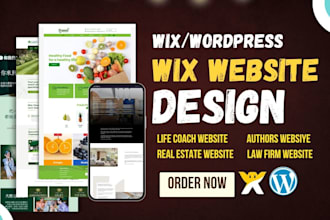 build wix or wordpress authors, live coach, real estate, law firm wesbsite