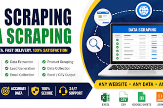 do web scraping, data scraping, data mining and excel data collection