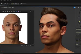 create realistic 3d metahuman charcter, character rigging, maya, blender, live2d