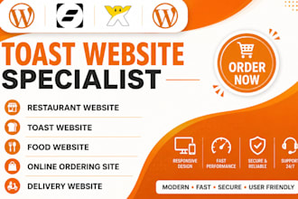 make custom toast website pos online ordering restaurant delivery wix website va