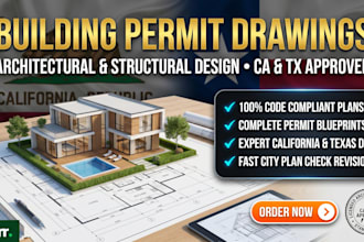draw USA building permit plan sets architectural structural design texas and ca