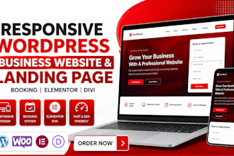 build responsive wordpress business landing page booking elementor divi website
