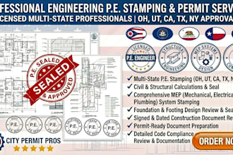 licensed stamp california, texas structural mep and civil engineer blueprint