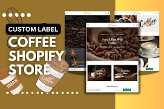build shopify coffee dropshipping store website, rostify branding label design