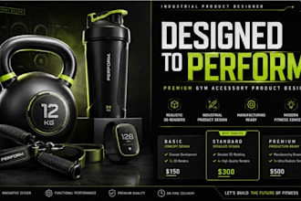 create modern industrial designs for gym accessories and equipment