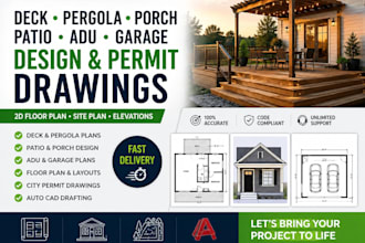 design deck pergola porch 2d floor plan patio adu and garage plans for permit